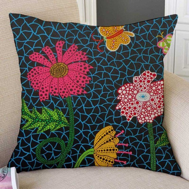 flower Mosaic Polka Dot Japanese Art Cushion Covers