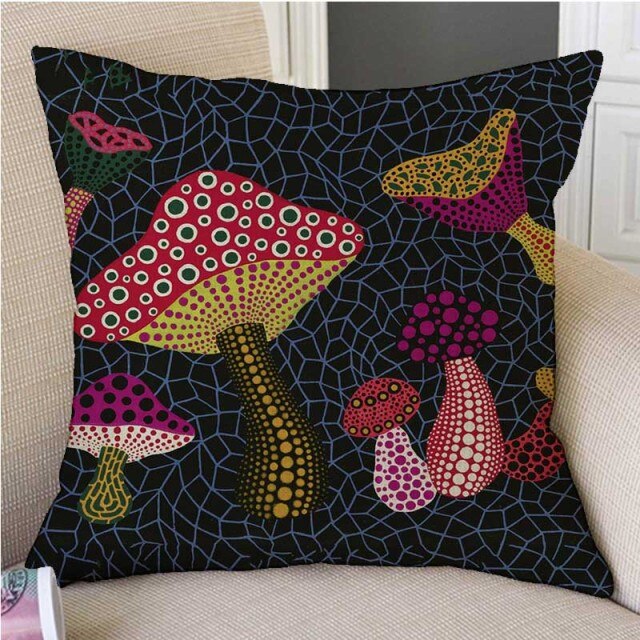 Mushroom Mosaic Polka Dot Japanese Art Cushion Covers