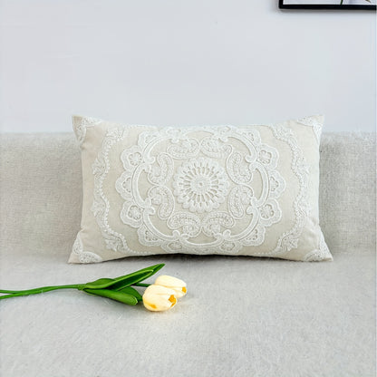 Off-White Hand-Embroidered Floral Cushion Covers 100% Cotton - 3 Sizes