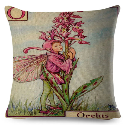 Alphabet Floral Fairy Cushion Covers (A-Z) - 18inx18in