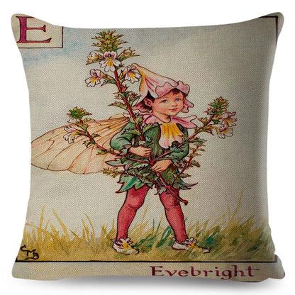 Alphabet Floral Fairy Cushion Covers (A-Z) - 18inx18in