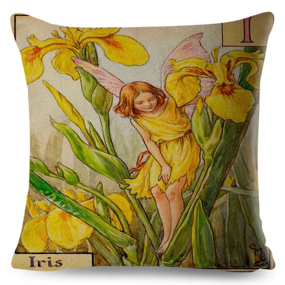 Alphabet Floral Fairy Cushion Covers (A-Z) - 18inx18in