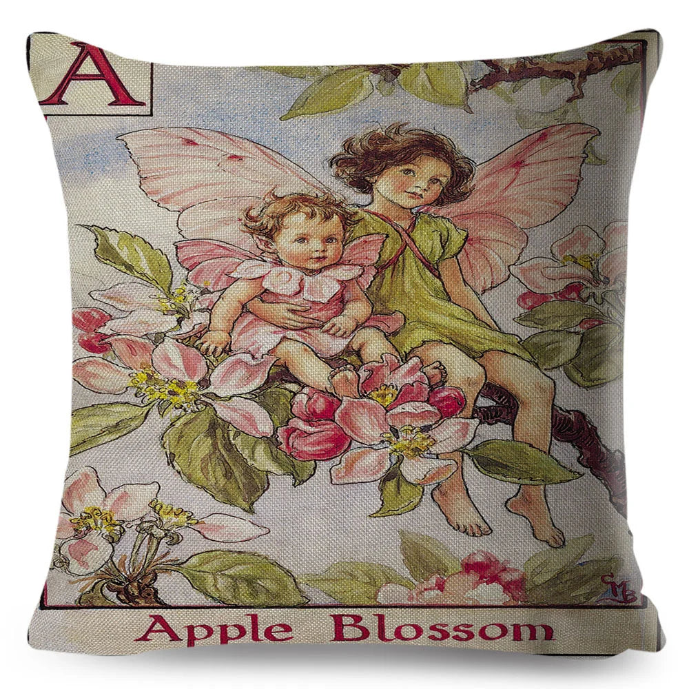 Alphabet Floral Fairy Cushion Covers (A-Z) - 18inx18in