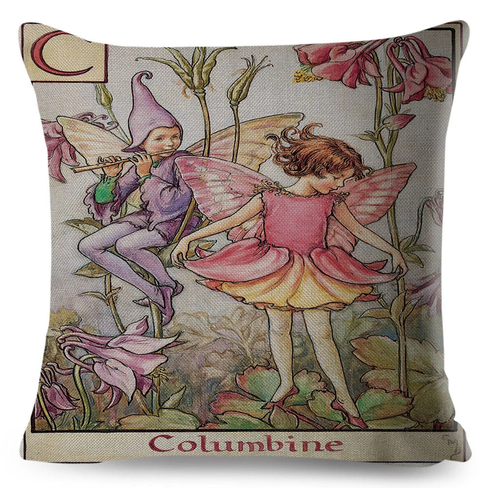 Alphabet Floral Fairy Cushion Covers (A-Z) - 18inx18in