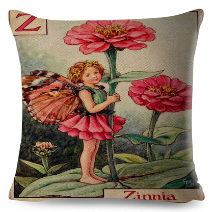 Alphabet Floral Fairy Cushion Covers (A-Z) - 18inx18in