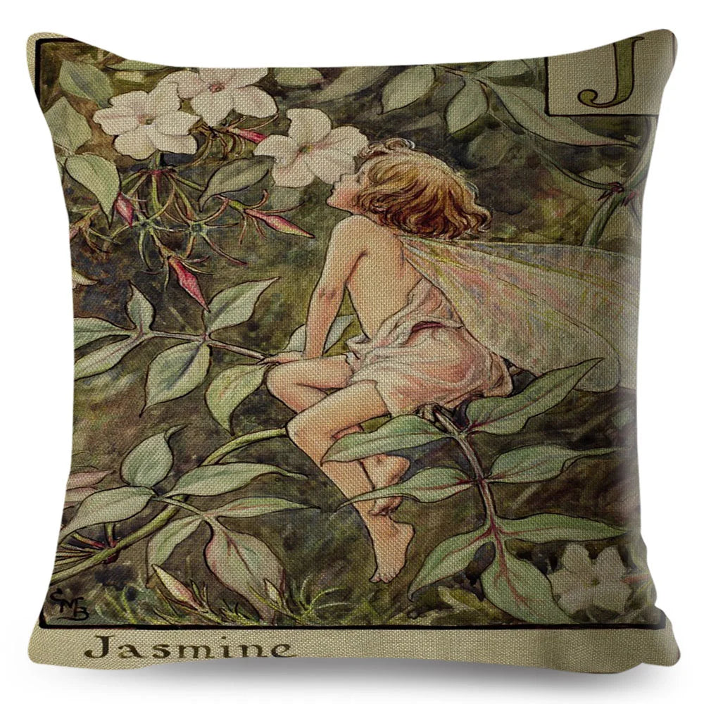 Alphabet Floral Fairy Cushion Covers (A-Z) - 18inx18in