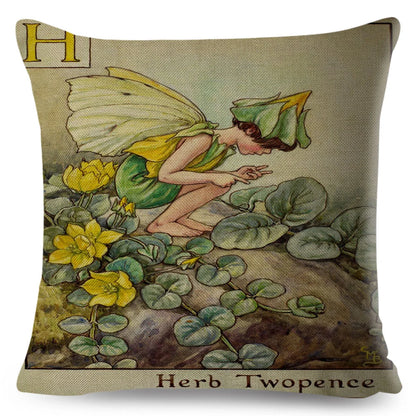 Alphabet Floral Fairy Cushion Covers (A-Z) - 18inx18in