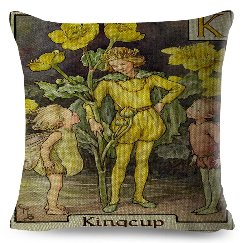 Alphabet Floral Fairy Cushion Covers (A-Z) - 18inx18in