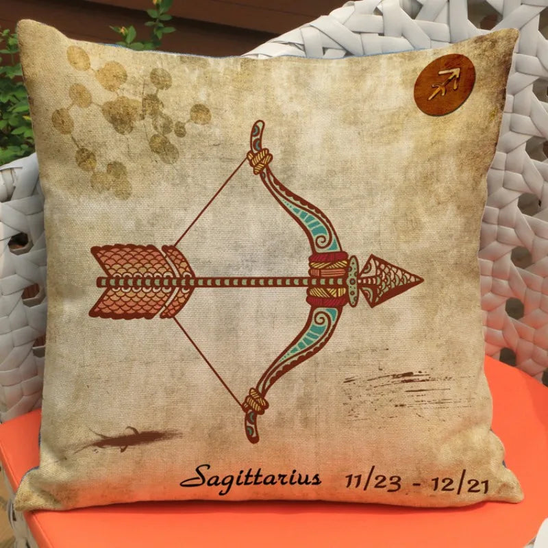 Sagittarius - Vintage Style Zodiac 12 Signs Cushion Covers - 18in x 18in (45cm x 45cm)