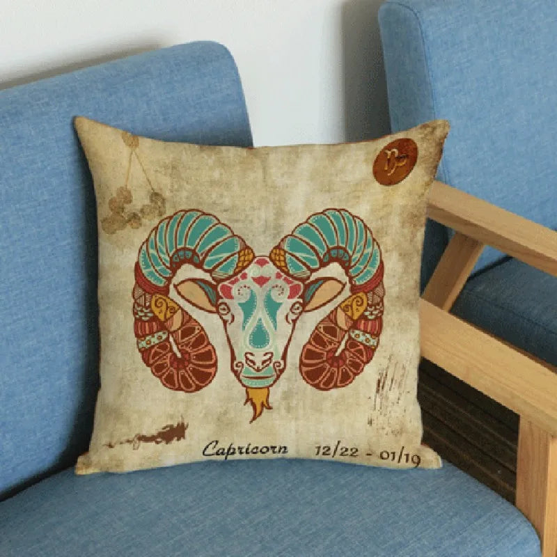 Capricorn - Vintage Style Zodiac 12 Signs Cushion Covers - 18in x 18in (45cm x 45cm)