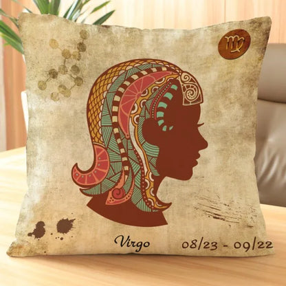 Virgo  - Vintage Style Zodiac 12 Signs Cushion Covers - 18in x 18in (45cm x 45cm)