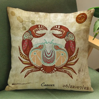 Cancer - Vintage Style Zodiac 12 Signs Cushion Covers - 18in x 18in (45cm x 45cm)