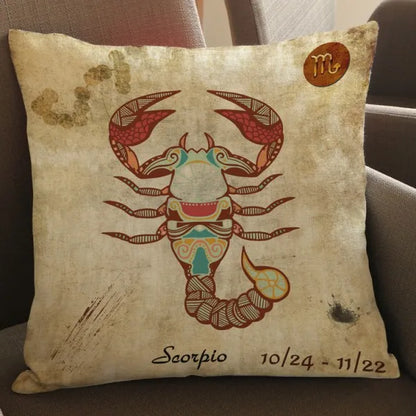 Scorpio - Vintage Style Zodiac 12 Signs Cushion Covers - 18in x 18in (45cm x 45cm)
