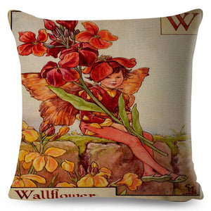 Alphabet Floral Fairy Cushion Covers (A-Z) - 18inx18in