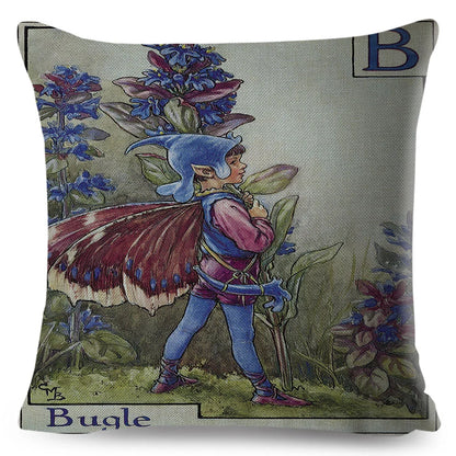 Alphabet Floral Fairy Cushion Covers (A-Z) - 18inx18in