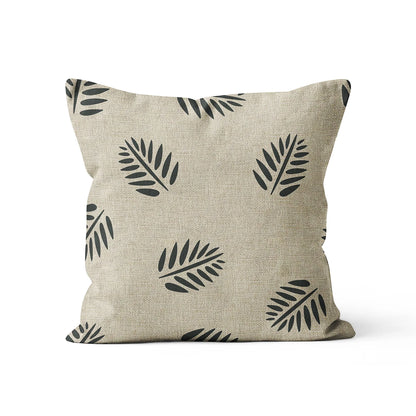 Nordic Linen & Black Cushion Covers - Leaves & Geometric Prints