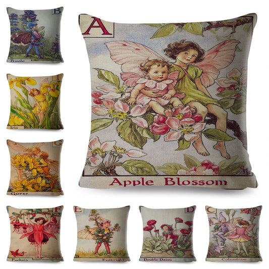 Alphabet Floral Fairy Cushion Covers (A-Z) - 18inx18in