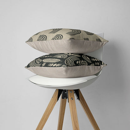 Nordic Linen & Black Cushion Covers - Leaves & Geometric Prints