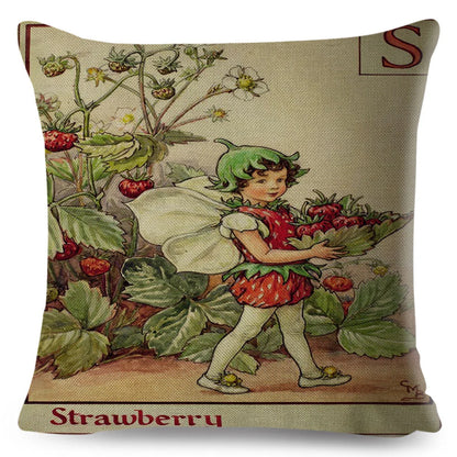 Alphabet Floral Fairy Cushion Covers (A-Z) - 18inx18in