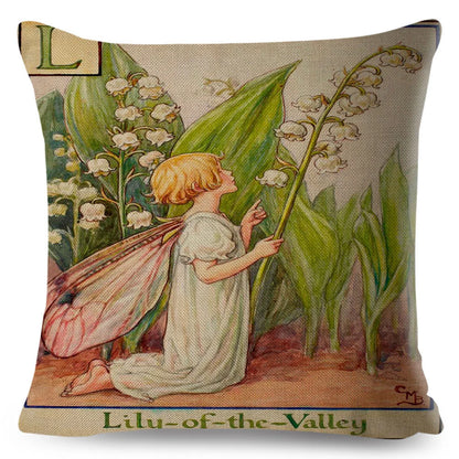 Alphabet Floral Fairy Cushion Covers (A-Z) - 18inx18in