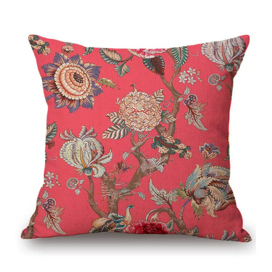 Coral Vibrant Vintage Floral Cushion Covers William Morris