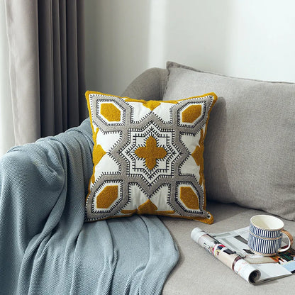Nordic Cool Geometric Embroidered Cushion Cover - Various Colours - 18inx18in