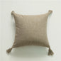 Beige Nordic Style Linen Cushion Covers With Tassels - 45x45 (18inx18in)