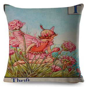 Alphabet Floral Fairy Cushion Covers (A-Z) - 18inx18in