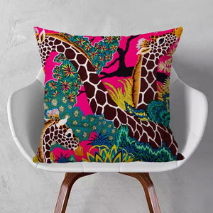 Colourful Jungle Giraffe & Zebar Cushion Covers 18in (45cmx45cm)