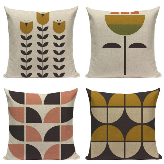 Linen Retro Floral Cushion Covers