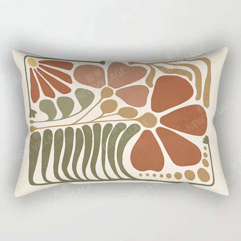 Arty Retro Floral Cushion Covers in Earthy Colours 30*50 cm