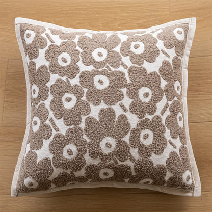 Floral & Arty Tufted Embroidered Cushion Covers in Cream & Beige