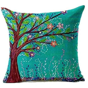 Turquoise Floral Tree of Life Cushion Covers 