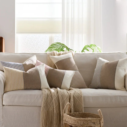 Cool Nordic Beige, Cream & Striped Cushion Covers - 2 Sizes