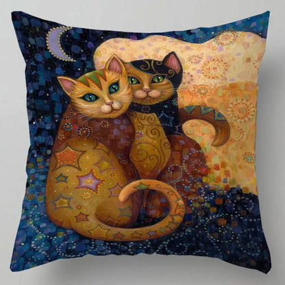 Arty Retro Cat Cushion Covers (Klimt) 18in x 18in (45cm x 45cm)