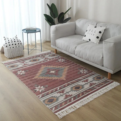 Geometric Nordic Cotton Livingroom Rugs With Fringe