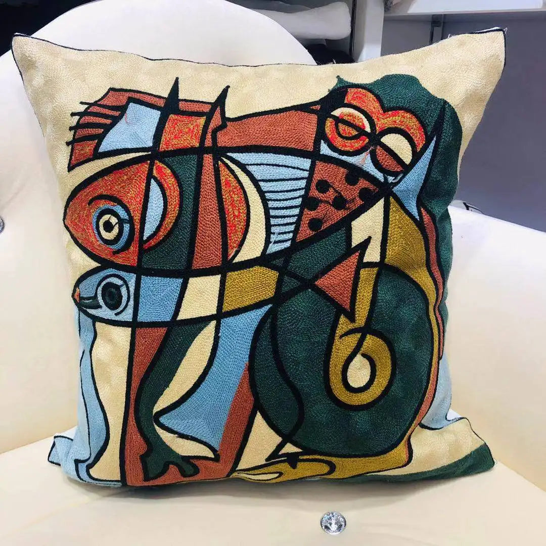 Picasso Embroidery Cushion Covers - 45cm x 45cm or 18in x 18in