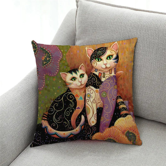 Arty Retro Cat Cushion Covers 18in x 18in (45cm x 45cm)