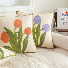 Beautiful Embroidered & Tufted Tulip Cushion Covers - 4 Colours