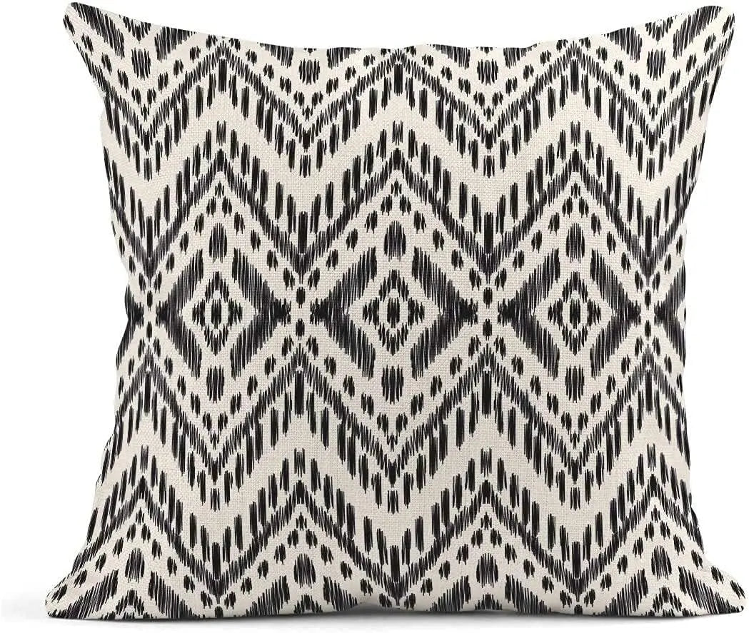 Bohemian Tribal Cushion Covers - Offwhite & Black