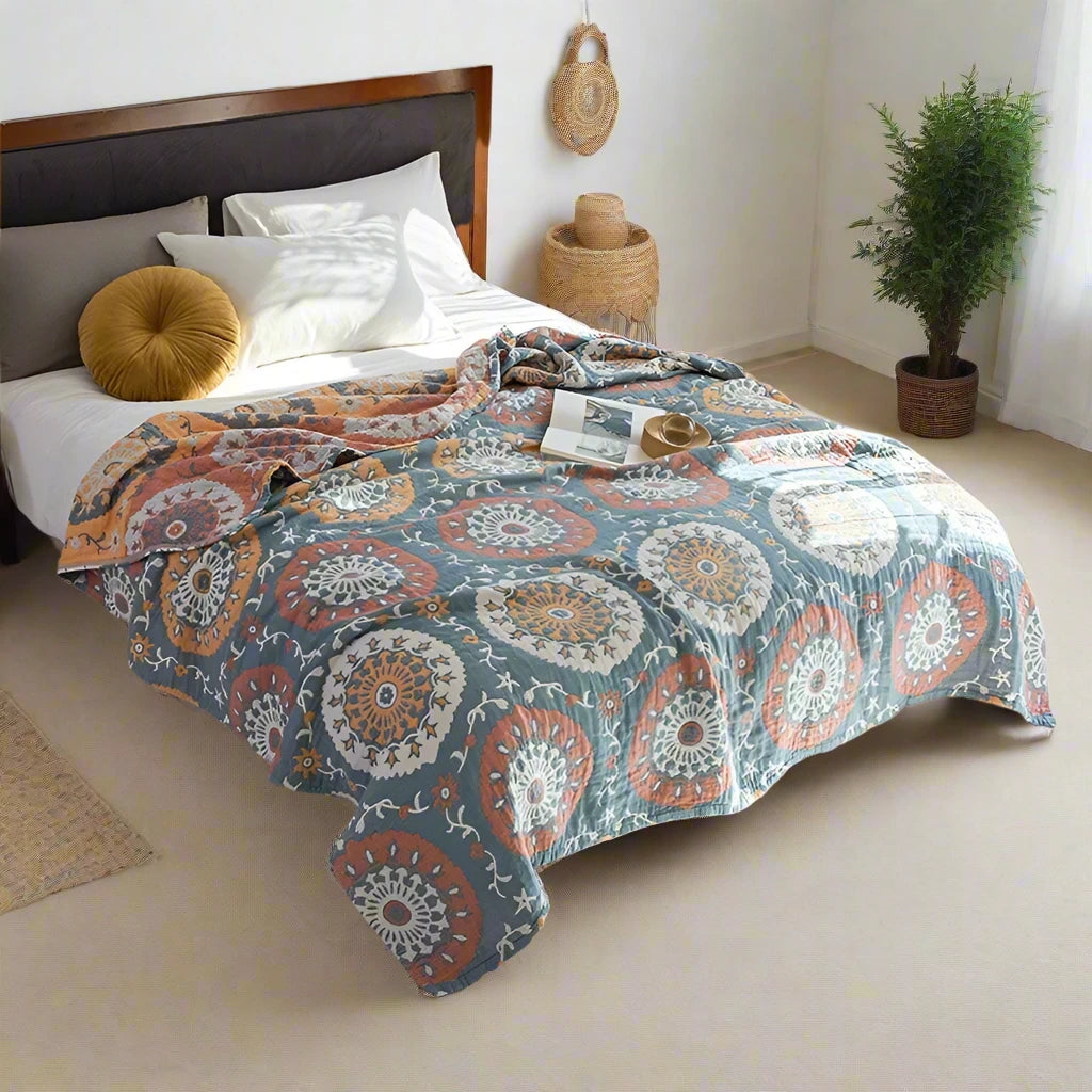 Boho Cotton Mandala Bedspreads / Sofathrows in Various Colours - King- & Queensize