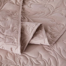 Pink Plain Colour Cotton Blend Quilted Bedspread / Throw Set
