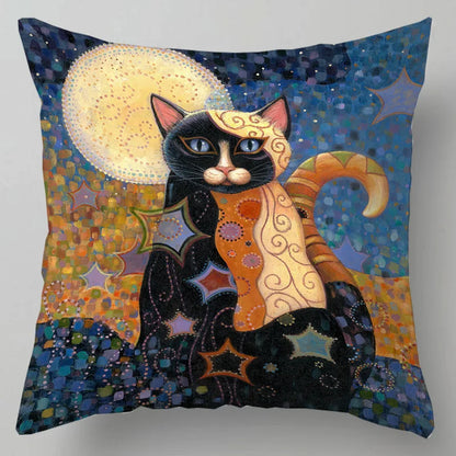 Arty Retro Cat Cushion Covers (Klimt) 18in x 18in (45cm x 45cm)