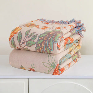 Boho Pastel Cotton Bedspread / Sofa Throw - Kingsize