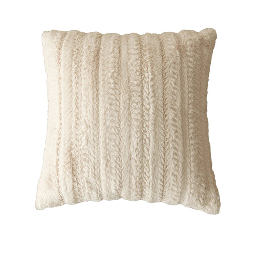 Cream Fluffy Faux Fur Cushion Covers 