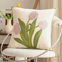 Beautiful Embroidered & Tufted Tulip Cushion Covers - Pink