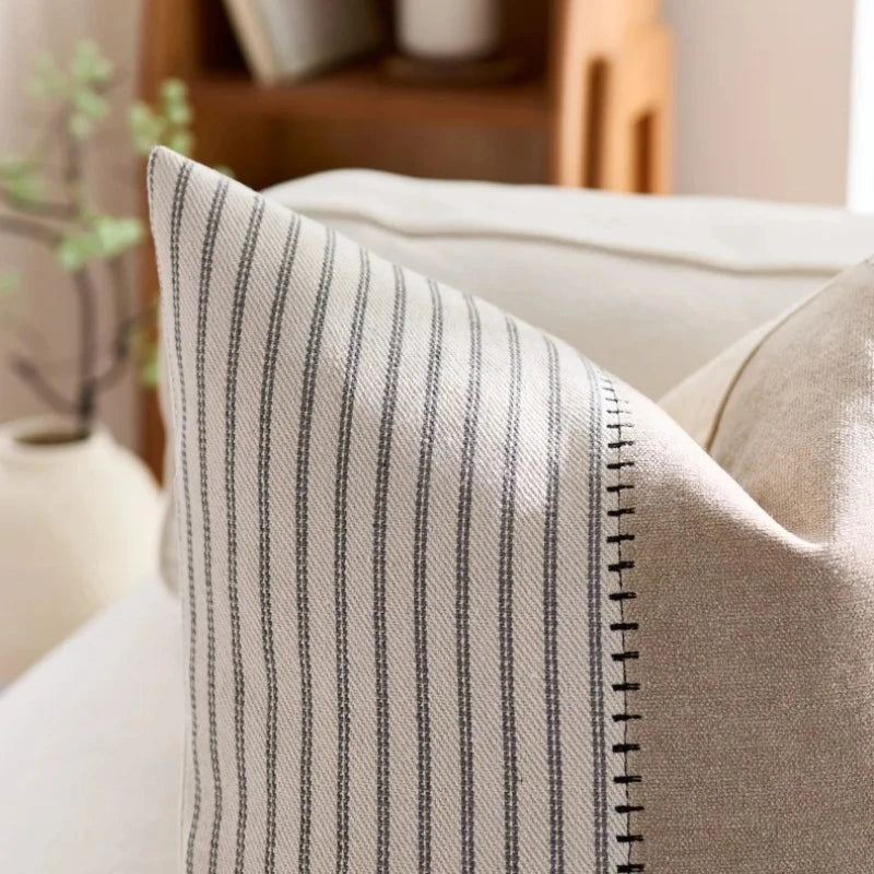 Cool Nordic Beige, Cream & Striped Cushion Covers - 2 Sizes