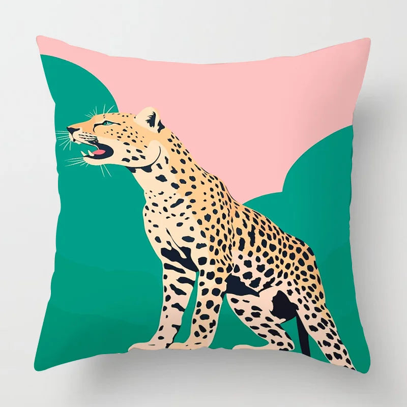 Colourful Abstract Art Leopard Printed Cushion Covers - 2 Sizes