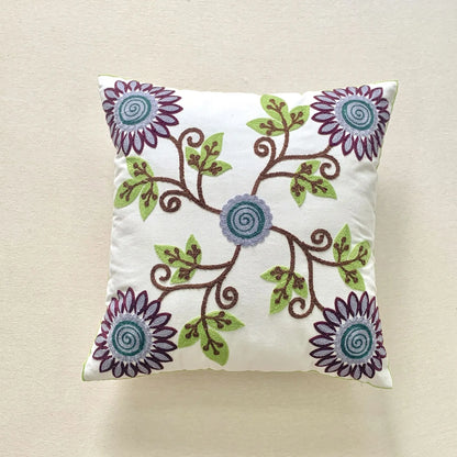 Embroidered Sunflower Cushion Covers in 3 Colour Schemes - 18in x 18in