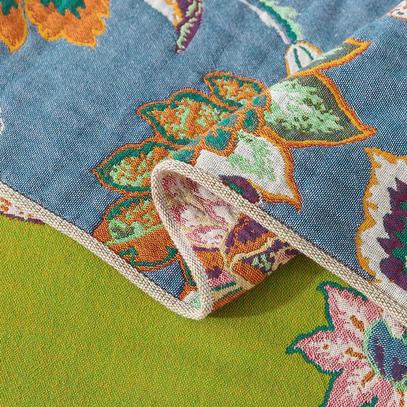 Lime Green Retro Floral Bedspread / Sofathrow 100% Cotton - Kingsize & Queensize